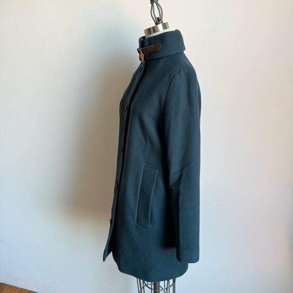 Vintage 2000s SESSÙN Teal Green Wool Blend Funnel Neck Coat - Picture 9 of 13